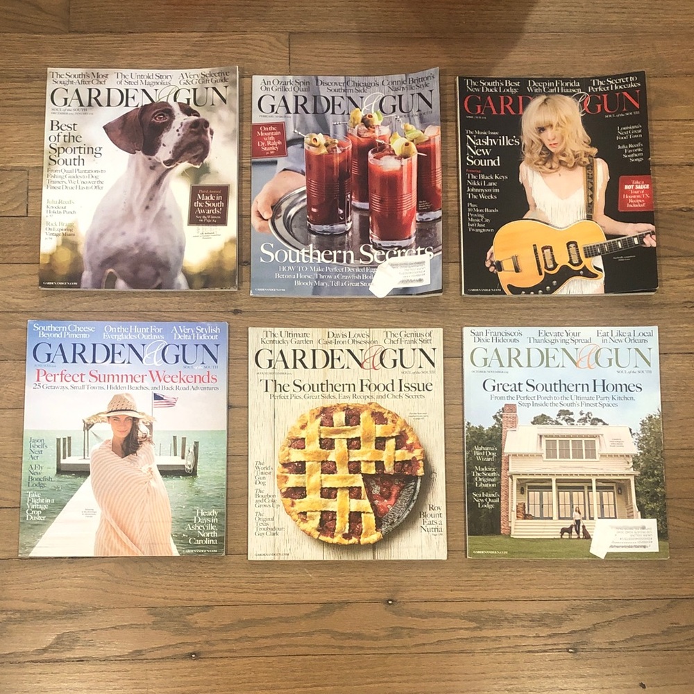 Lot of Garden & Gun Magazines December 2012 to November 2013